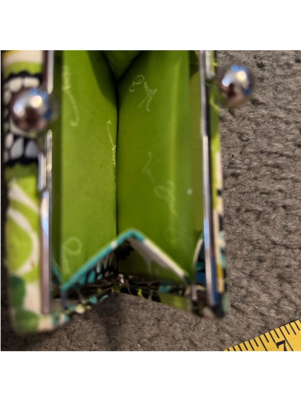Vera Bradley Green Yellow Black Floral Quilted Coin Wallet - Picture 3 of 5